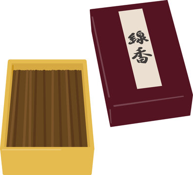 蓋を開けた箱入りの線香