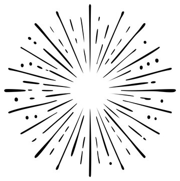 Hand drawn radiating lines and dots forming a starburst explosion burst effect