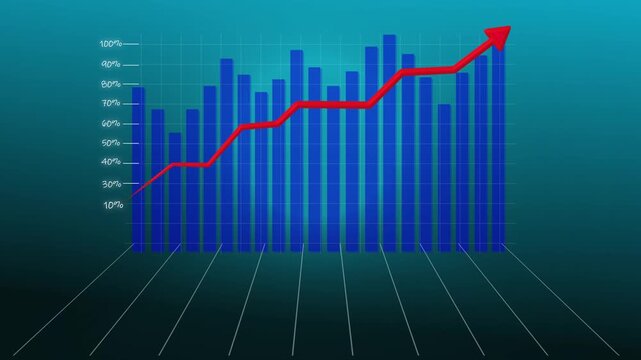 Bar chart depicts varying percentages across multiple categories in 3D. Ideal for statistical analysis and data-driven presentations. Present your percentage data with this 3D bar chart.