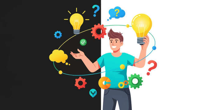 Creative man with lightbulb moment thinking.