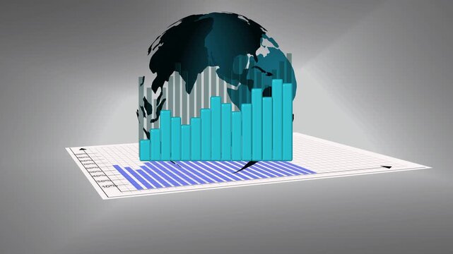 3D bar chart visualization displays data on a printed circuit board. Ideal for tech presentations and digital data analysis. Showcase your data with this 3D bar chart.