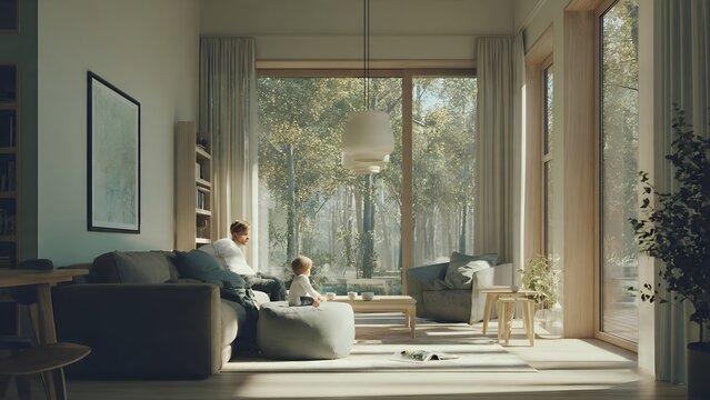 modern luxury living room interior with fireplace sofa window and elegant furniture design