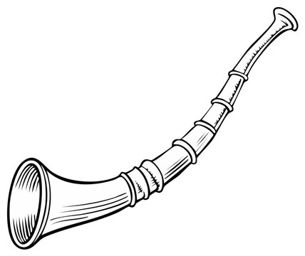 Illustration of a traditional alpine horn isolated on a white background