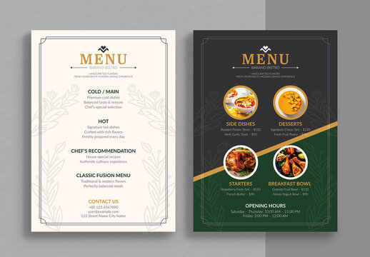 Restaurant Menu Template Layout