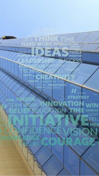 Vertical video: Facade showing wordcloud at start, animating while camera tilting showing values