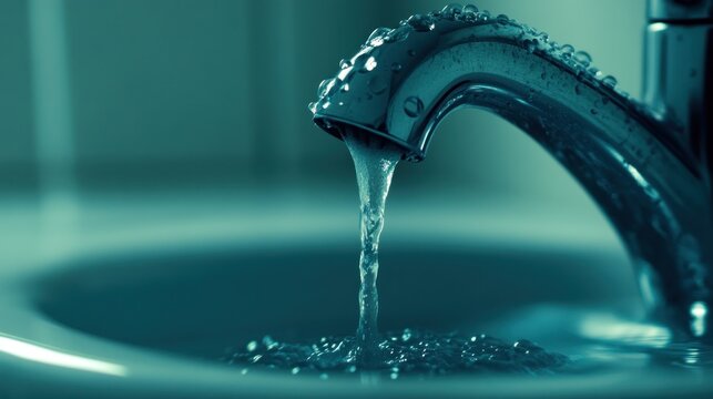 Close-up of running water faucet