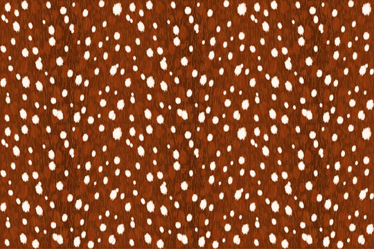 Seamless deer fur pattern with white spots. Brown winter animal skin texture, abstract fawn hair background. Vector illustration