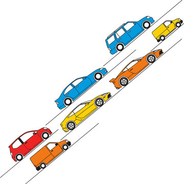Colorful Cars in Traffic Jam