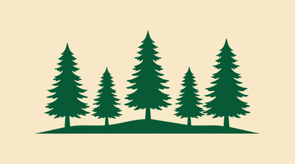 Obraz premium Minimalist graphic illustration of a green pine tree forest