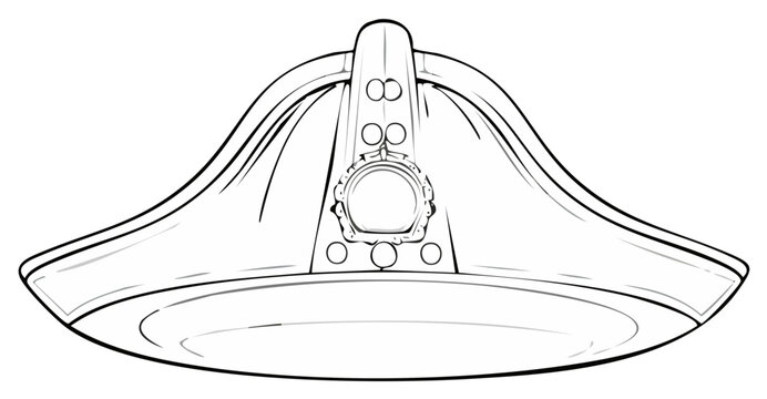 Historical Military Hat With Ornamentation Outline Sketch