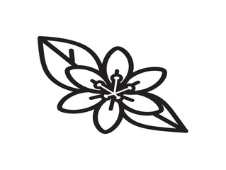 Obraz premium black line art flower icon with leaves vector illustration