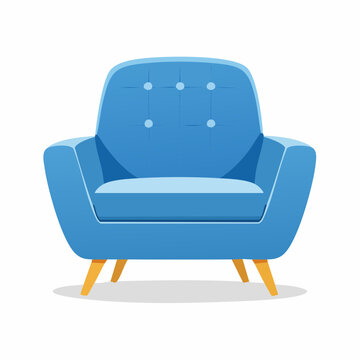 Modern Blue Armchair with Button Tufting and Tapered Legs