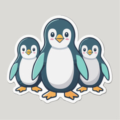 Naklejka premium Cute Cartoon Penguin Family