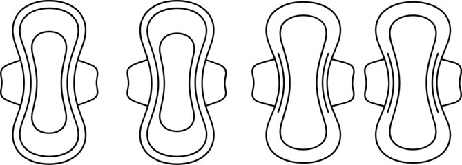 Four Outline Sanitary Pads with Wings menstrual pad © Chayan