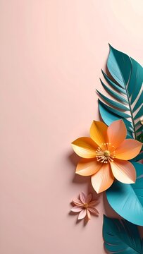 Delicate floral arrangement featuring vibrant paper blossoms and leaves art