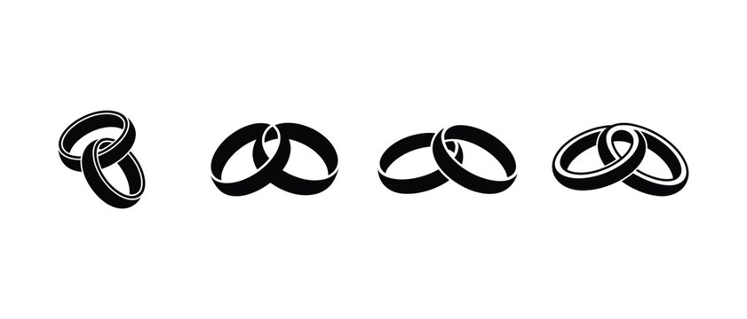 Interlocking wedding rings collection in elegant black silhouette