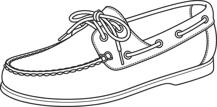 Outline of a Boat Shoe with Laces loafer casual shoe