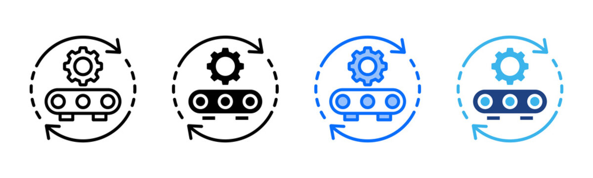 Machine Utilization icon set multiple style collection