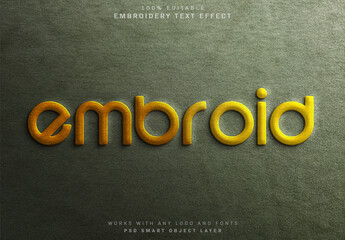 Realistic In Relief Embroidery Text Effect on Fabric Texture Mockup