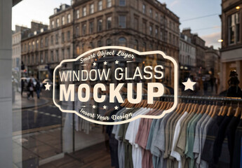 Logo on a Clothing Store Window Glass Mockup