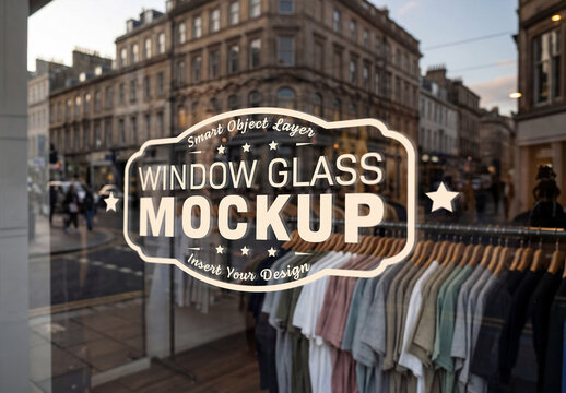 Logo on a Clothing Store Window Glass Mockup
