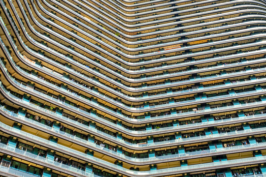 Hangzhou, China - October 02 2025 Regent International Center, a massive residential mega-structure an estimated 15,000 to 30,000 residents