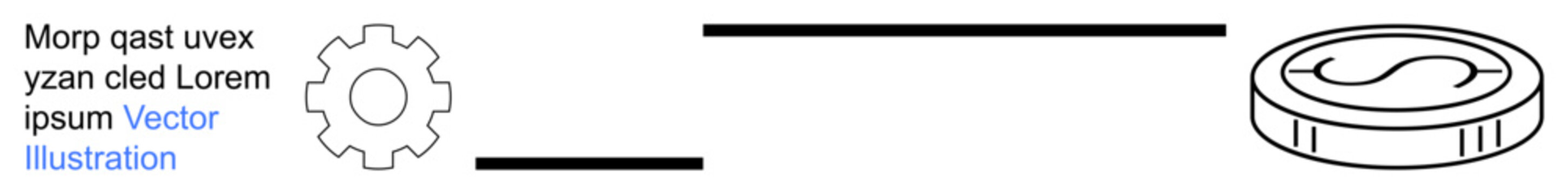Workflow visualization, productivity flow, mechanics, finance ideas, business processes, operational systems. Gear with text connected to a coin illustration. Workflow and productivity flow concepts