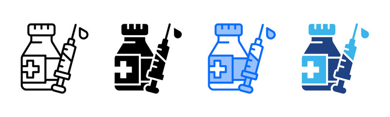 Fototapeta premium Vaccine icon set multiple style collection