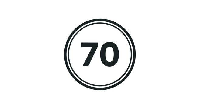 A black and white graphic of the number seventy.