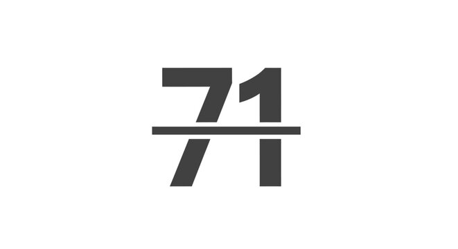 Mathematical fraction symbol seventy-one divided by one.