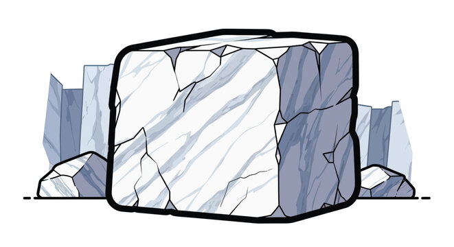 Large white marble stone block closeup.