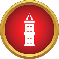 Fototapeta premium White tower structure with arched windows inside a gold rimmed red circle