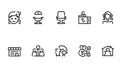 Iconic moments in business world: A visually striking collection of carefully crafted icons, each a unique representation of business and its various facets. © Abu