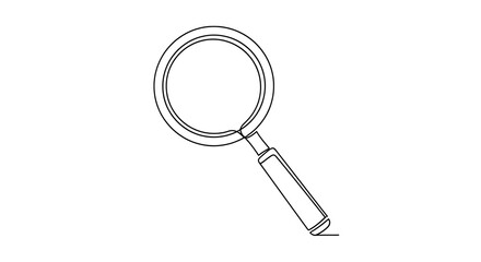Continuous Line Art Magnifying Glass Illustration for Search Icon © Akhsan