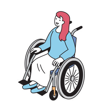 車椅子の女性のシンプルなイラスト