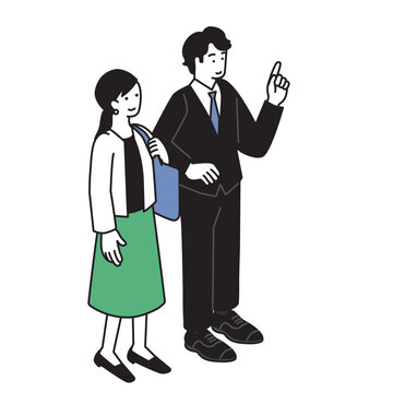 スーツ姿の男女のシンプルなイラスト
