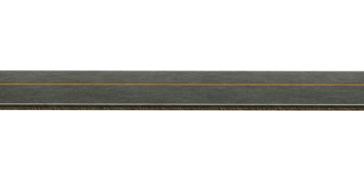 3d rendering empty asphalt highway road with double yellow lines