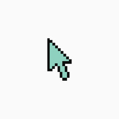 Fototapeta premium Mint Green Retro Pixel Art Mouse Cursor Icon, Pixel Cursor Icon