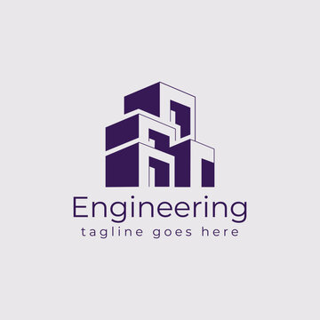Modern Minimalist Engineering Logo, House Construction Engineering Logo, Civil Engineering logo