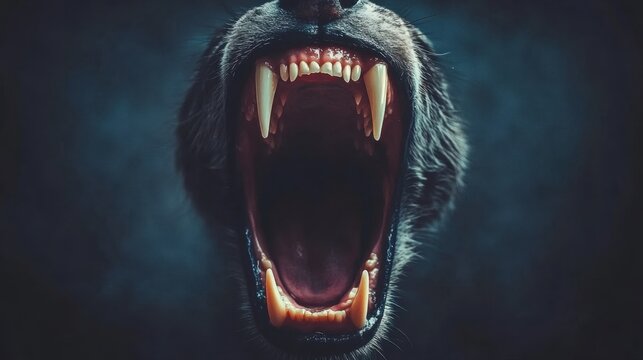 Fearsome Predator Displaying Teeth for Aggressive Wild Animal Portrait
