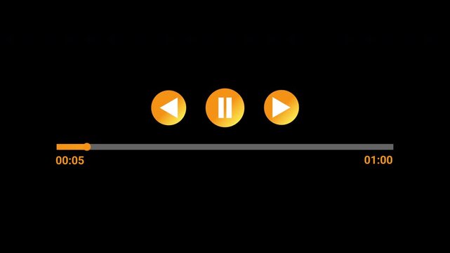 1 minutes Music player overlay, Music player overlay timeline bar video, one minute voice and video player interface 4K. 