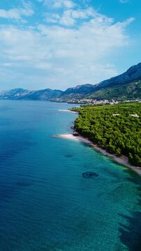 Aerial view of the Makarska Riviera coastline, Croatia, Adriatic Sea