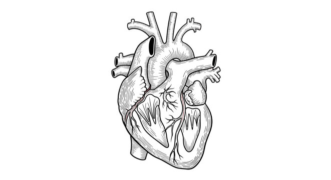 Detailed Anatomy Illustration of a Human Heart.