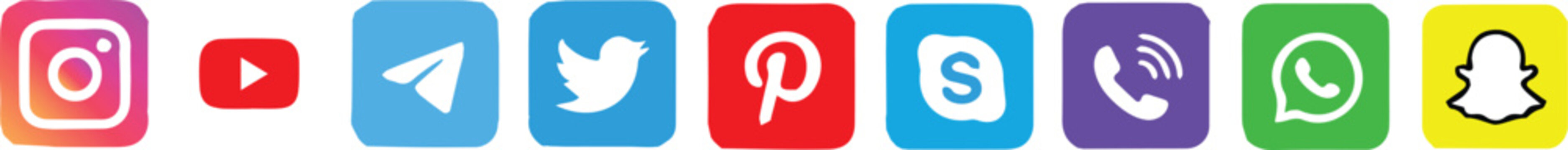 icons social media set instagram youtube twitter whatsapp