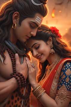 Shiv Shankar Mahadev Nilkanth Bholenath with Mata Parvati Shivshakti on Mahashivratri celebrating divine union love devotion spiritual energy and blessings/ Pradosh Vrat/ Masik Shivaratri