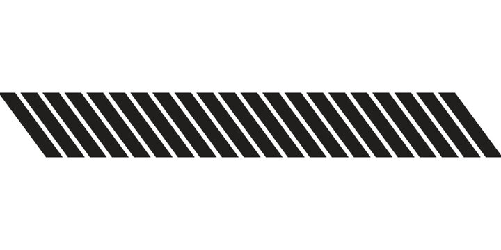 Slash lines pattern. Border with tilted parallel stripes. Embroidery ornament with slanted stitches on white background. Geometric print for caution tape or barrier.