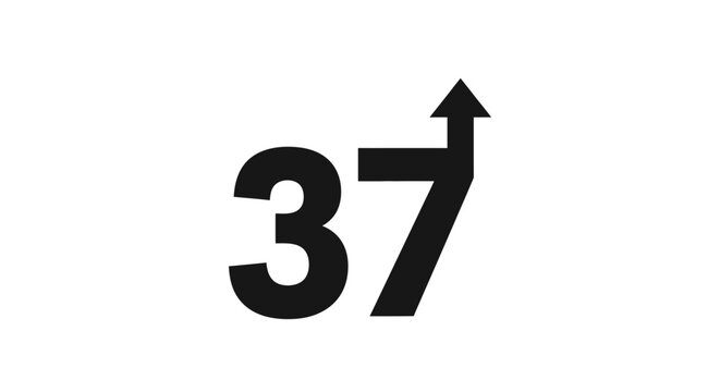 Black thirty-seven number with arrow up.