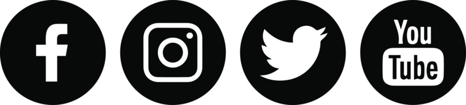 socialmedia circle icons facebook instagram twitter youtube glyphs