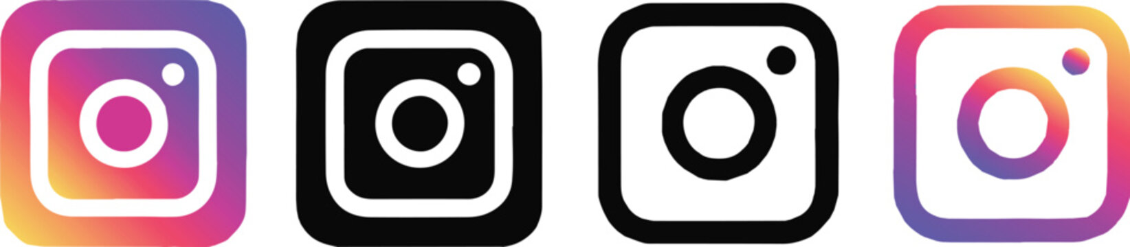 instagram logo collection flat outline and filled camera glyphs