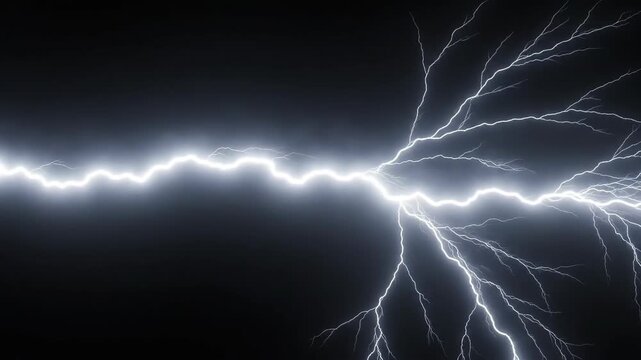 Powerful Blue Lightning Bolt Electric Discharge on Black Background